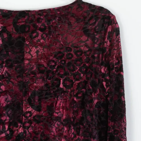 Venus‎ Womens Crushed Velvet Bell Sleeve Top Size L Red Black Dark Romantic Goth - Image 8