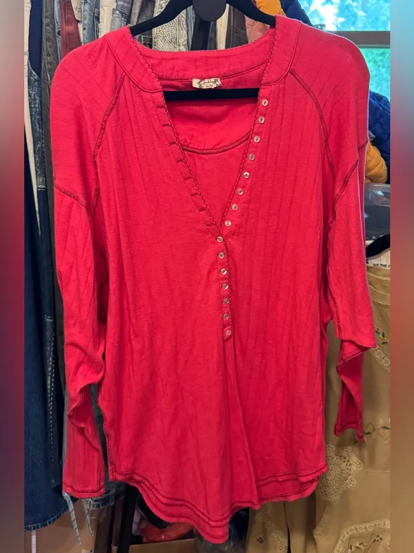 NWOT Free People FP Intimately Coffee Chat Pullover - raspberry wine pink - M - Image 7