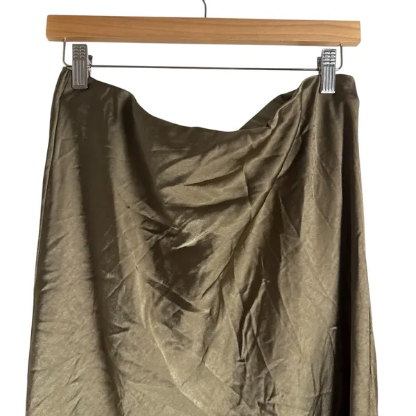 Ripe Lexie Gold Satin Slip Pull On Midi Skirt Maternity Size Large - Image 10