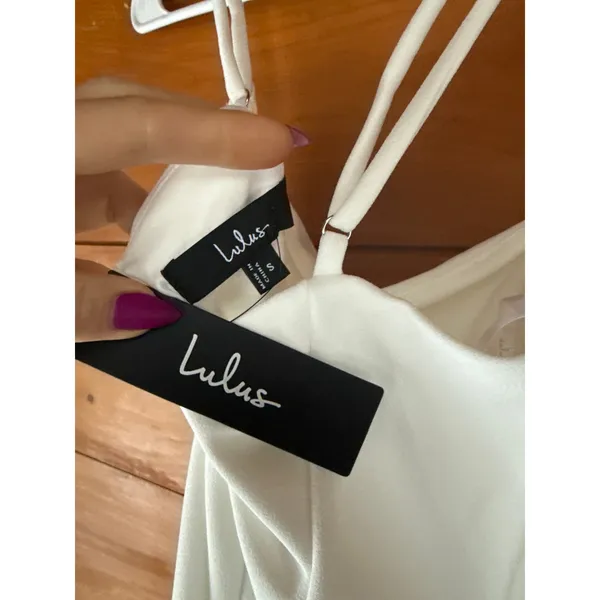 NWT Lulus Compelling Composure White Sleeveless Ruffled Bodycon Mini Dress Sz S - Image 5