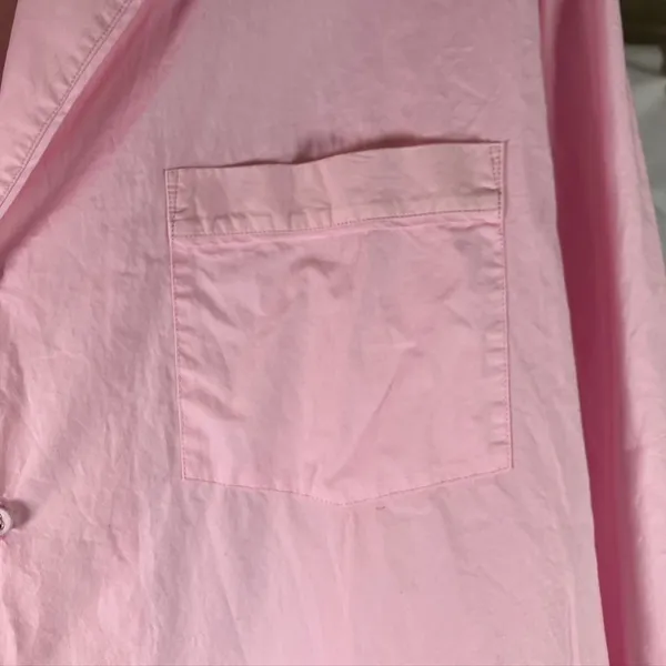 SKIMS Sleep Shirt Women's M/M Pink Cotton Button‎ Down Long Sleeve Pajama Top - Image 4