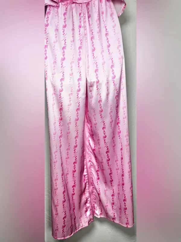 Rareraw Cottagecore Coquette Pink Satin Pajama Set Size Medium - Image 9