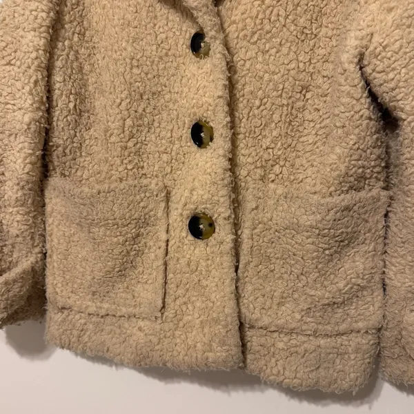 Free People Teddy Peacoat Size Medium Cream Jacket Sherpa So Soft - Image 5