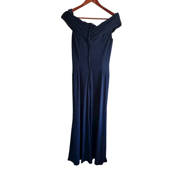 La Femme Off the Shoulder Formal Dress 10 Navy‎ Blue 27959 - Image 5