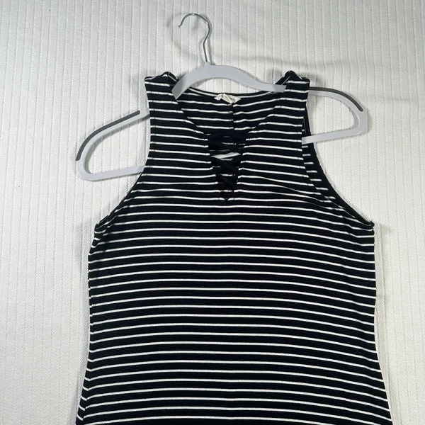 Aeropostale Women’s Size Large Black White Striped Sleeveless Mini Dress - Image 3