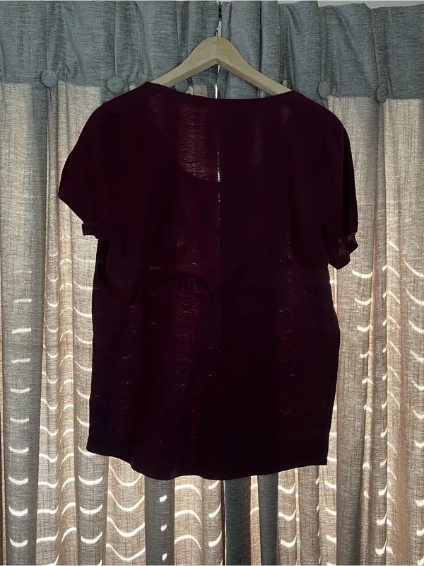 Y2K PINK Victoria's Secret Women's 'Coffee First' Deep Wine Tee Size Large - Image 10