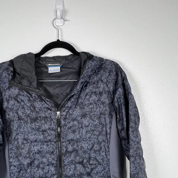 Columbia‎ Womens Gray Floral Quilted Full Zip Hooded Jacket XK0913 Size M - Image 3