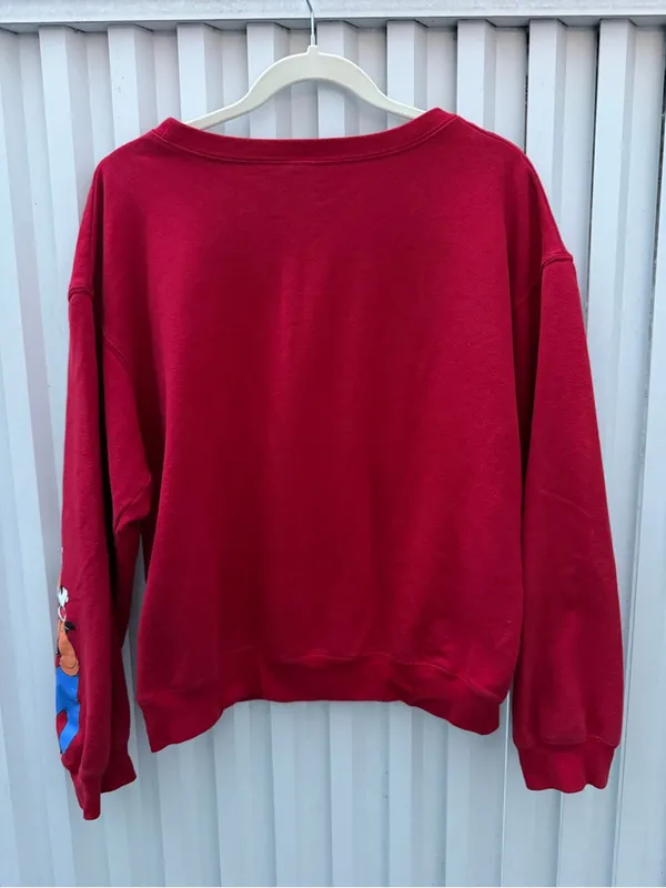 Disney Mickey & Friends Vintage Red Sweatshirt Goofy Sleeve Juniors L 11-13 - Image 4