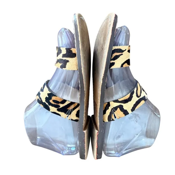 Sam Edelman Leopard Print Fur‎ Slide Sandals Women's Size 6 Brown - Image 4