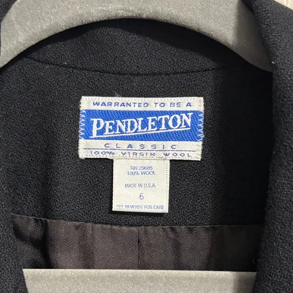 Vintage‎ 80s Pendleton Black Virgin Wool Blazer Minimalist Business Career - Image 5
