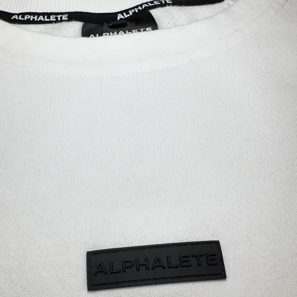 Alphalete White Oversized Crop Crewneck Sweatshirt with Logo XLARGE - Image 7