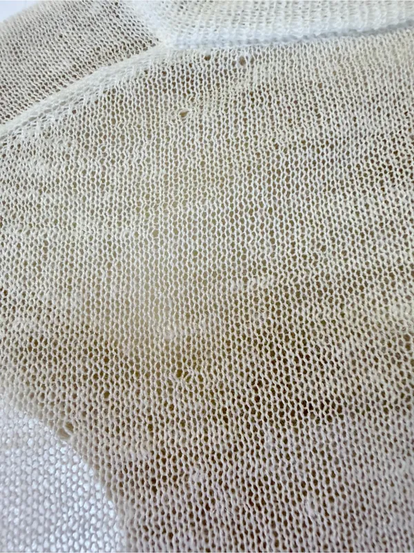 AQUA XL Ivory Linen Blend Open Knit Cardigan Lightweight Button Sweater - Image 10
