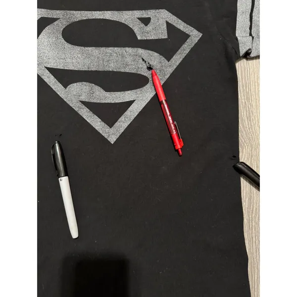 Superman Shirt S DC Comics Graphic Black Grey Striped Sleeve Varsity Tee Women - Image 3