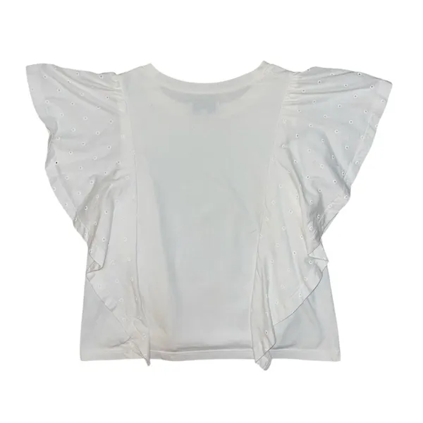 Madewell Hem & Thread White Holepunch Mix Flutter Top women’s size medium - Image 2
