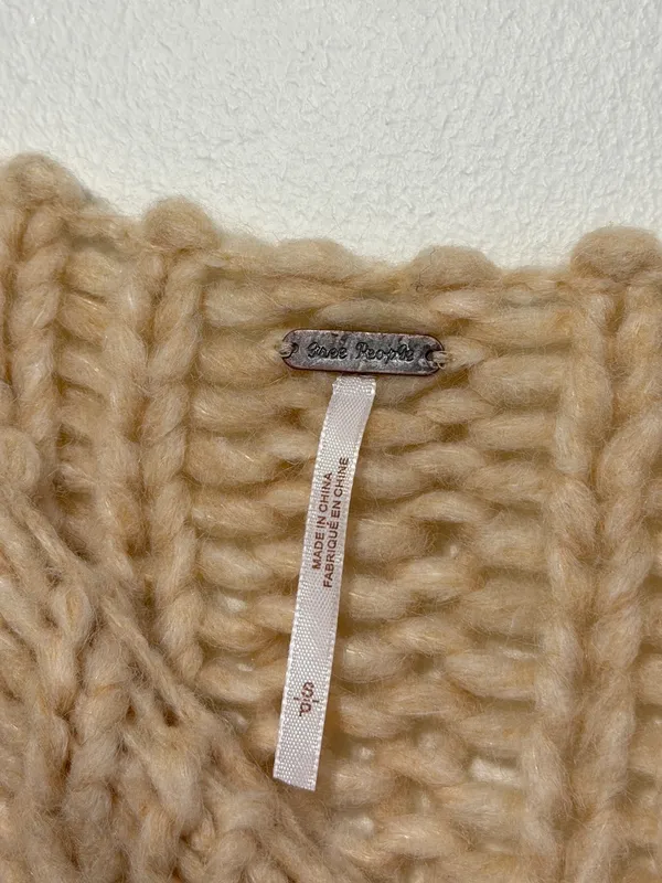 Free People Be There Chunky Knit Sweater Size Small Beige Oversized Neutral - Image 4