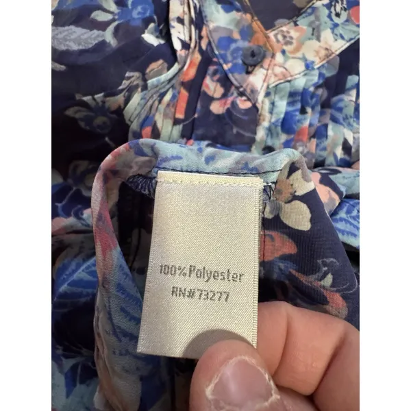 Lauren Conrad Women Size‎ Small Floral Blouse Button Down V Neck Pleated Light - Image 9
