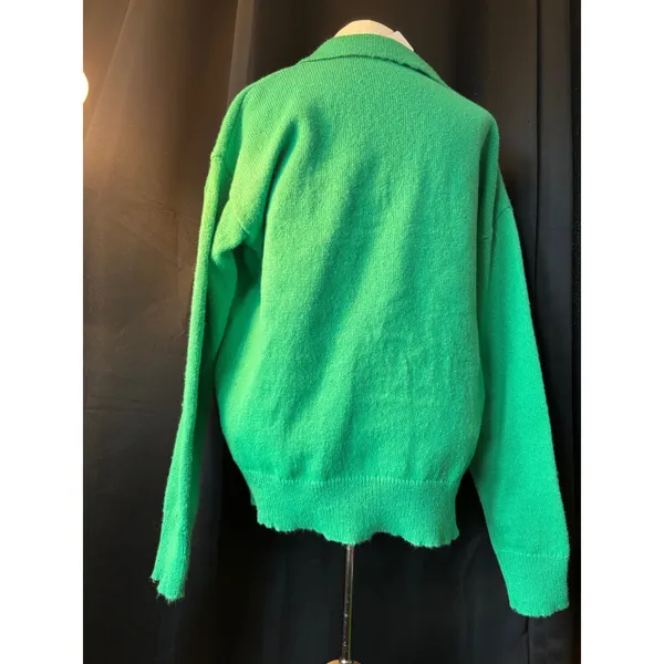 Noracora Green Button Up Cardigan Sweater Polo Collar Size S - Image 8