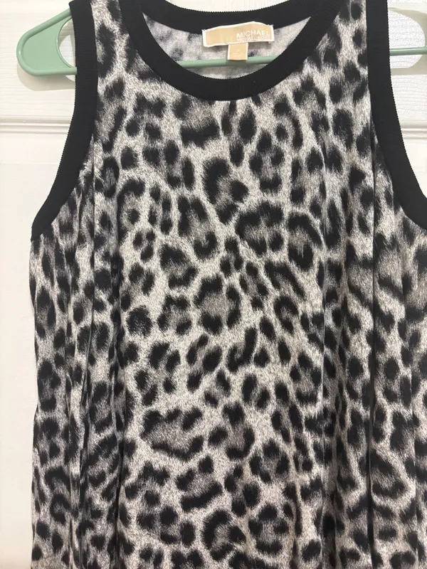 Michael Kors Women’s Leopard Print Sleeveless Tank Top – Black & Gray - Image 5
