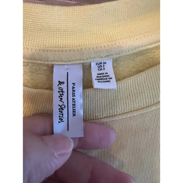 & other Stories pullover yellow Sz Small embroidered sweater women - Image 4