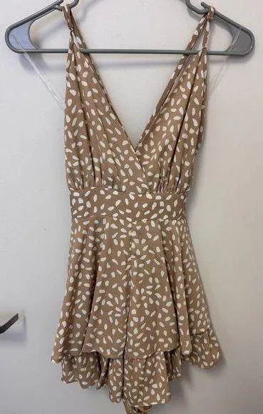 Brown and White Polka Dot Romper - Image 3