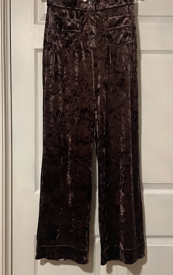 Halara Wide-Leg Faux Crushed Velvet Pull-on Pants - Image 5