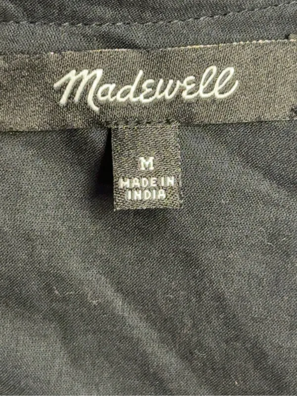 Madewell Black Textured Puff Sleeve Cutout Midi Dress Size Medium - Image 8