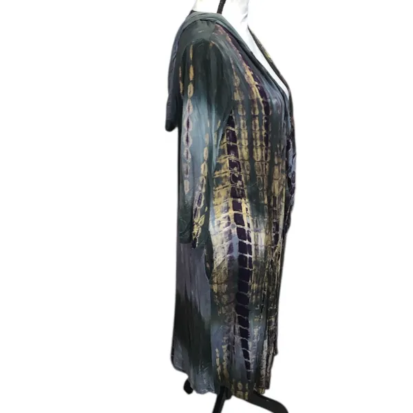 Coin 1804 Tye Dye Long Hooded Cardigan Boho Hippie Nostalgia Pockets - Image 4