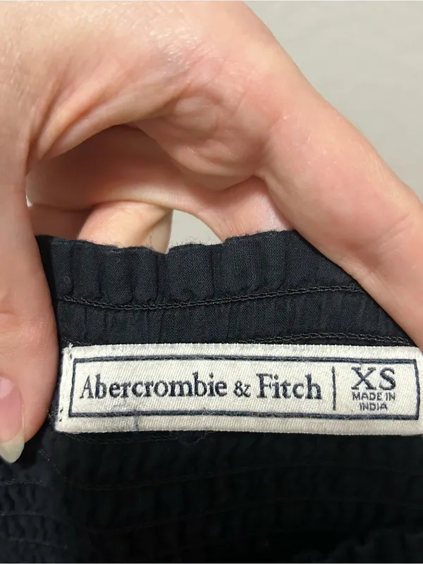 Abercrombie & Fitch Black Smocked Midi Dress Size XS Cottagecore Coquette - Image 3
