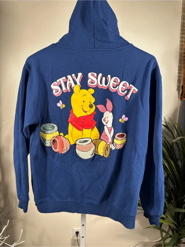 Disney H97. Blue Winnie the Pooh Graphic Hoodie Sweatshirt size small - Image 3