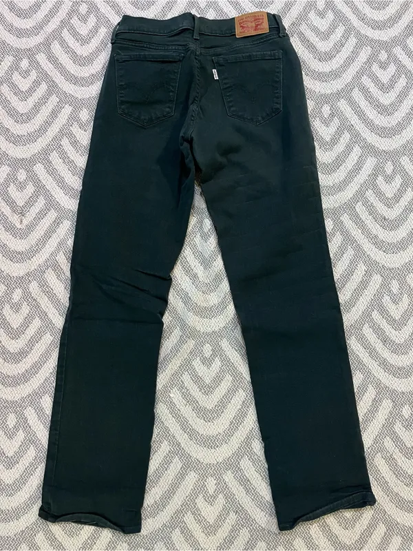 LEVI’S Women’s Mid Rise 505 Straight Leg Hunter Green Denim Jeans 27 - Image 4