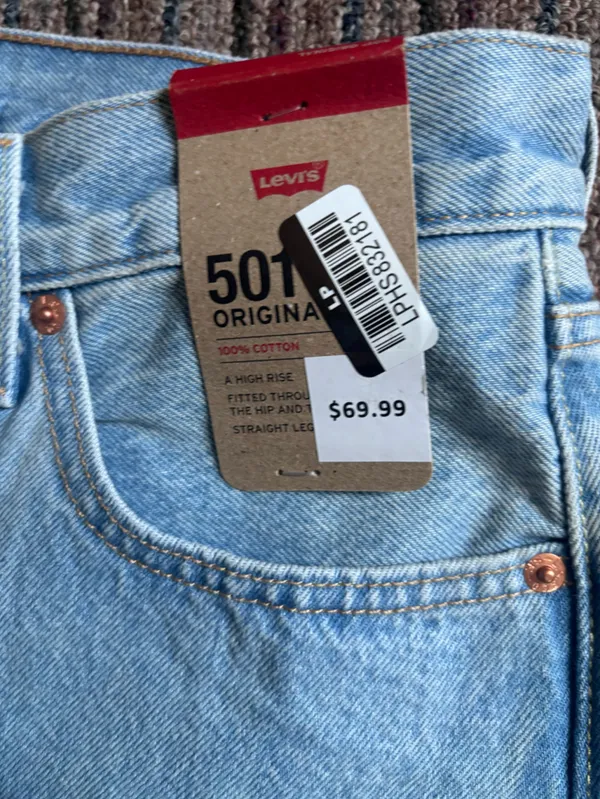 Levi's 501 Straight Jeans - Light Blue Denim - Image 4