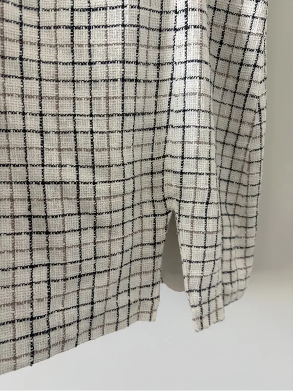 Abercrombie & Fitch Black White Tweed Square Neckline Sleeveless Mini Dress L - Image 3