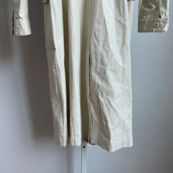 Bill Blass New York Unique VTG 90s Y2K Trench Coat Size 6 Luxury Faux‎ Leather - Image 13