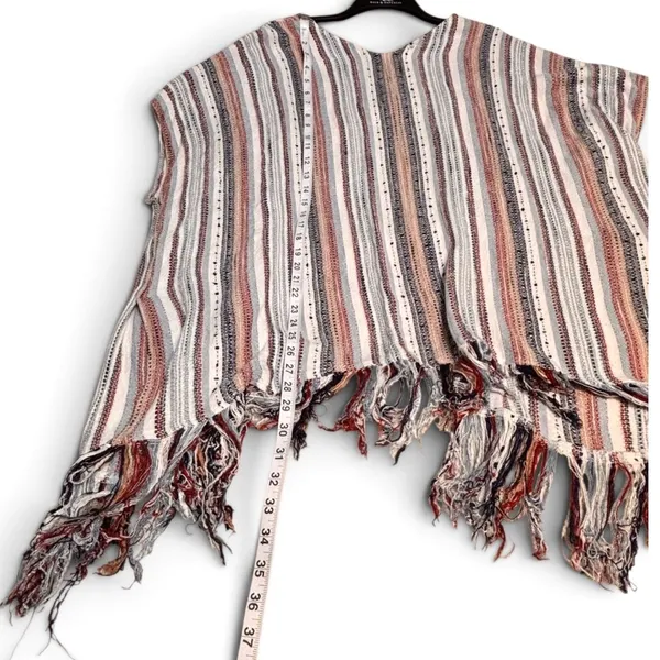 Altar’d State Striped Fringe Open Front Poncho Top Size S Boho Southwestern - Image 3