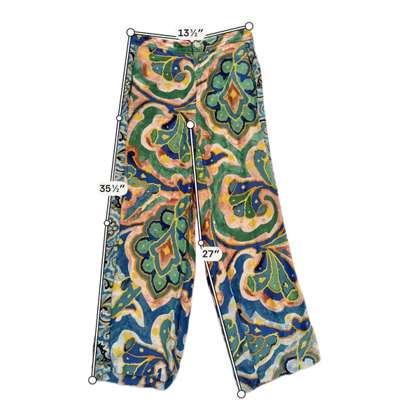 Maeve Anthropologie Wide Leg Pants 0P Multicolor Rhiannon Satin Cropped Flare - Image 6