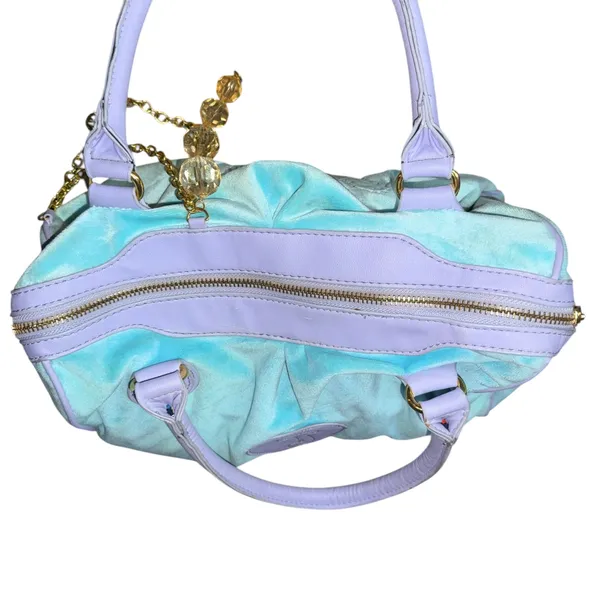 Vintage Juicy Couture light blue and lilac velour satchel bag - Image 6