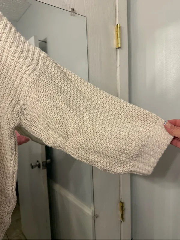 American Eagle Outfitters Cream Chunky Ribbed Turtleneck Sweater - Image 3