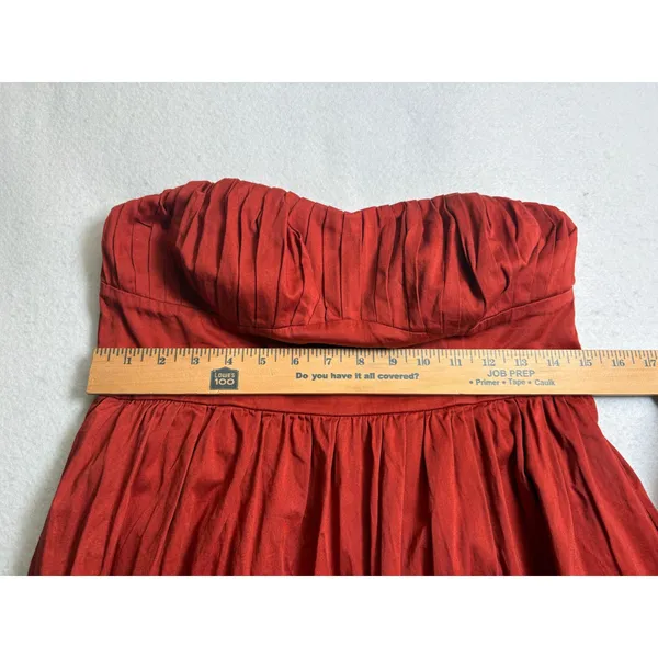 Forever 21 Rust Red Strapless Tiered Maxi Dress Boho Sweetheart Neckline Cotton - Image 9