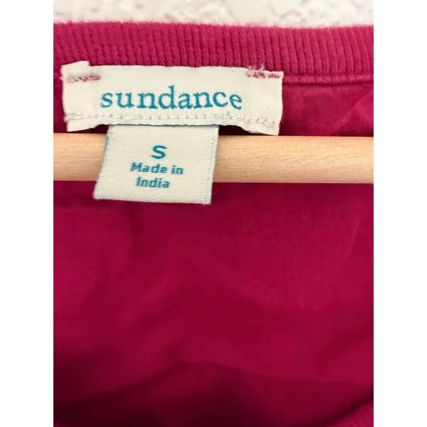Sundance Catalog Thermal Stripe Henley Cabin Cozy‎ Pink Black Small Long Sleeve - Image 2