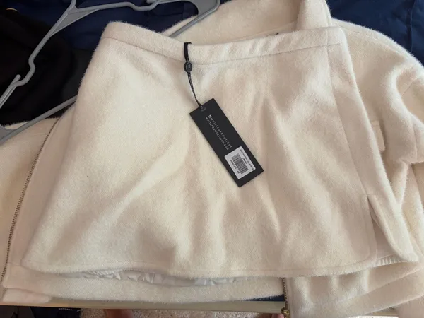 White Fox Cream Fuzzy Skirt Set - Image 4