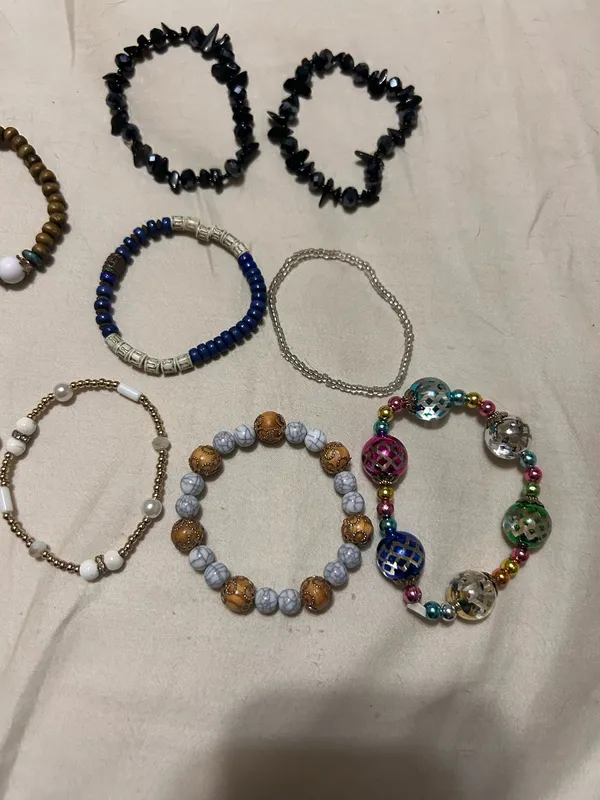 10 Piece Boho Stretch Bracelet Lot | Beaded Costume Jewelry Bundle | Handmade Style - Image 2