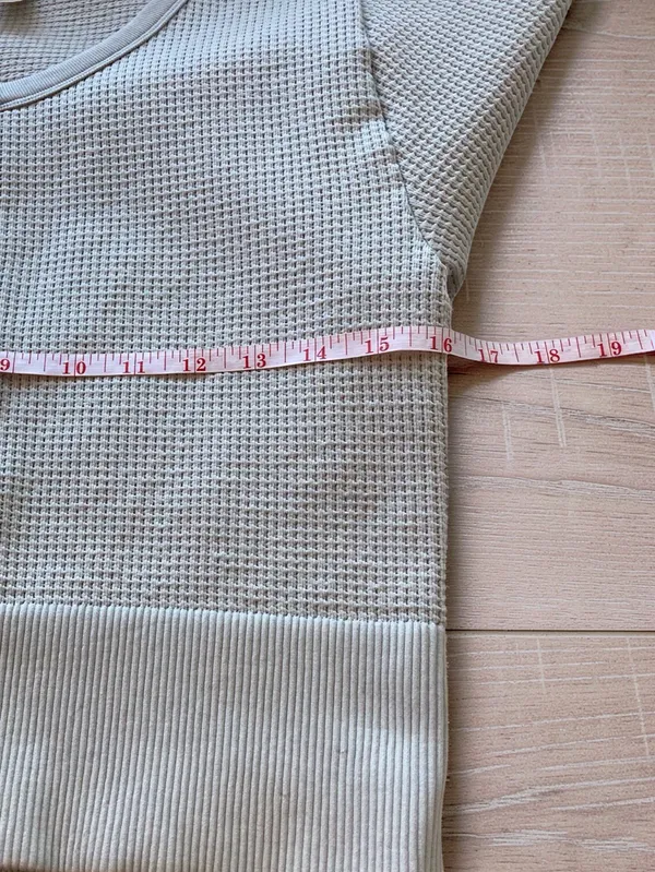 Aerie OFFLINE Main Squeeze Waffle Crop Henley Gray Women’s XL - Image 6