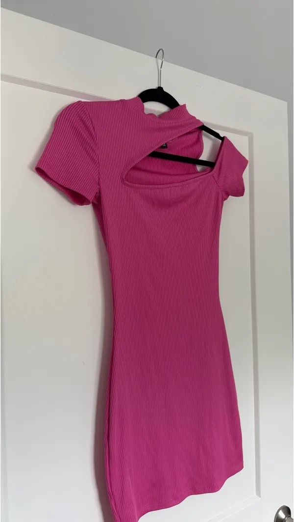 Hot Pink Cutout Mini Dress - Image 3