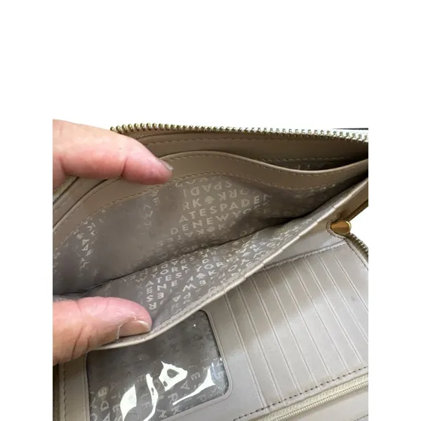 Kate Spade New York Womens Tan Leather Wallet With Zip Closure & Card Slots 8x4 - Image 5