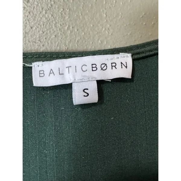 Baltic Born‎ Emerald Green Striped Velvet Velour Wrap Dress Women Size Small - Image 3