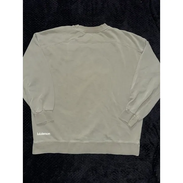 Lululemon Women's Sweatshirt Distressed Oversized Crewneck Pullover Green Sz XL - Image 6