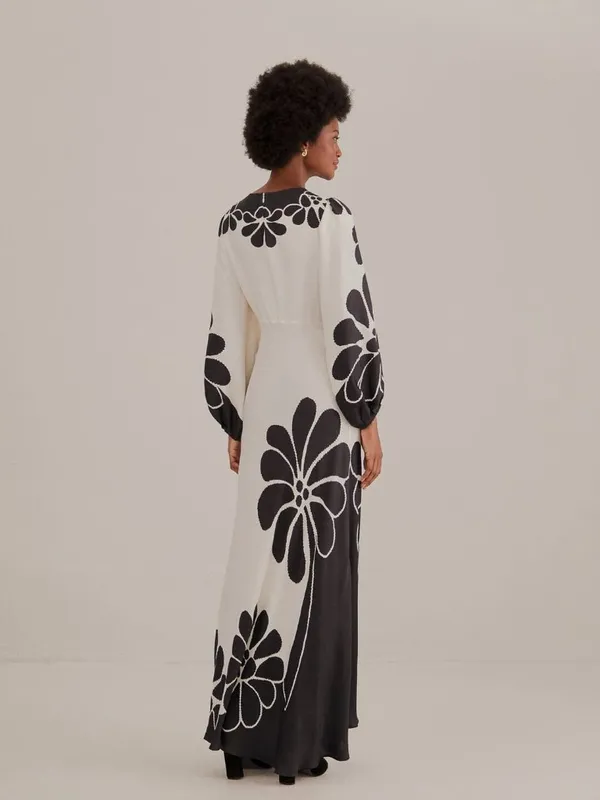 Farm Rio Black Palermo Cut Out Maxi Dress Vacation Tropical Resort Wear Size M - Image 3