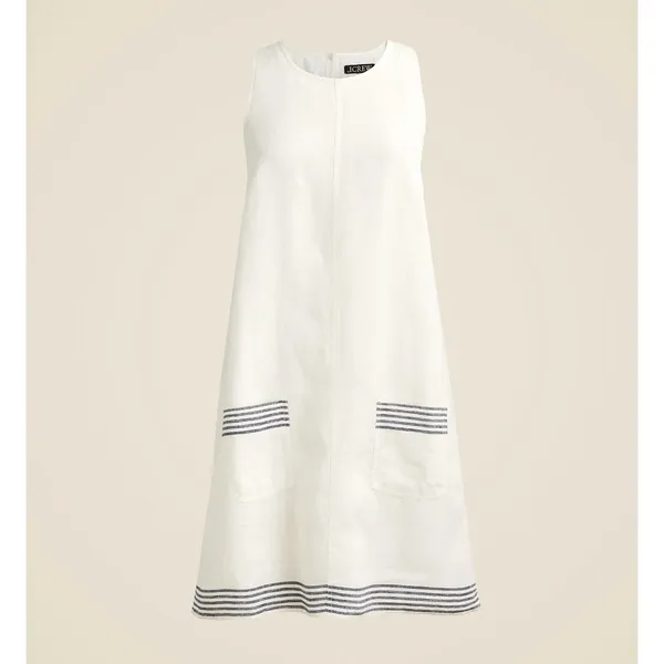 J.Crew Maxine Sailor Stripe Dress Linen A Line White Preppy Retro Resort XS NWT - Image 2