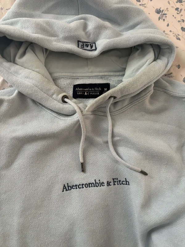 Cute Fleece Light Blue Abercrombie and Fitch Oversized Hoodie size Medium - Image 3