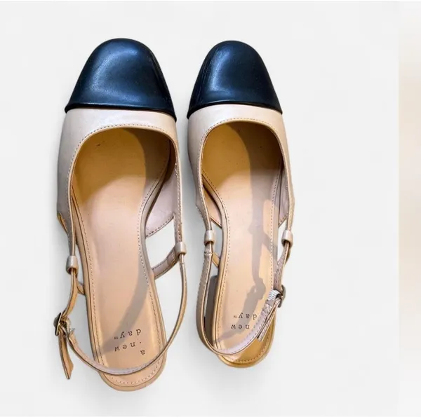 A New Day Black and Beige Slingback Flats - Image 2